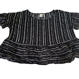 XS S M Paper Crane Striped Boho Top